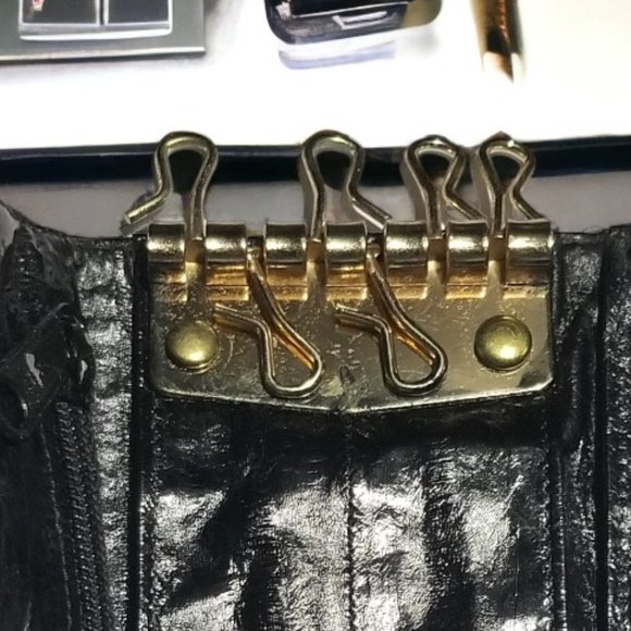Vintage Kiss Lock Clutch & Matcing Key Holder Ladies Set in Genuine Eel Skin - Picture 8 of 12